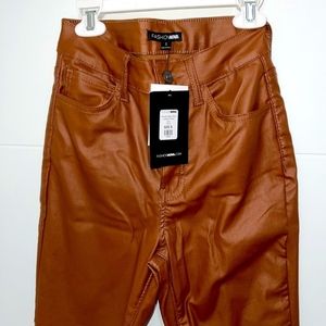 Fashion Nova Brown Leather Pants